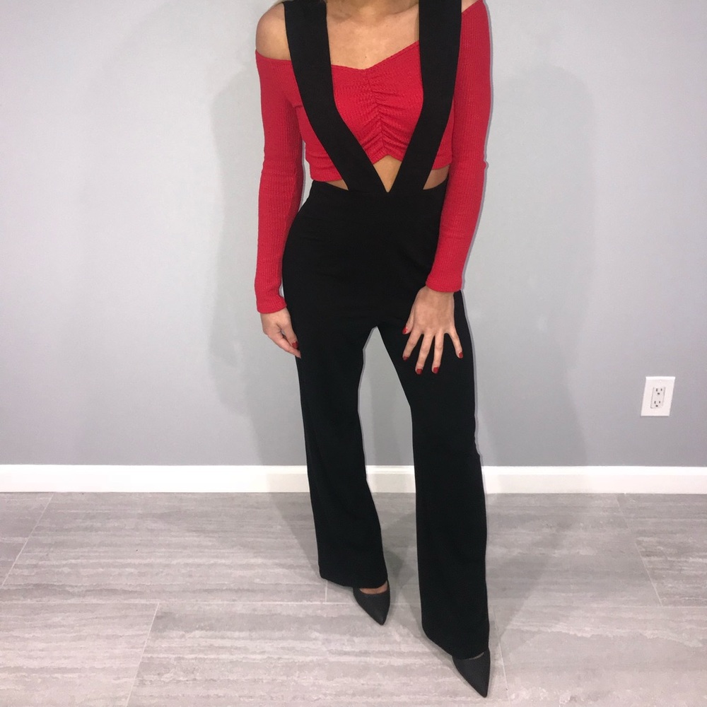 Black overall jumpsuit